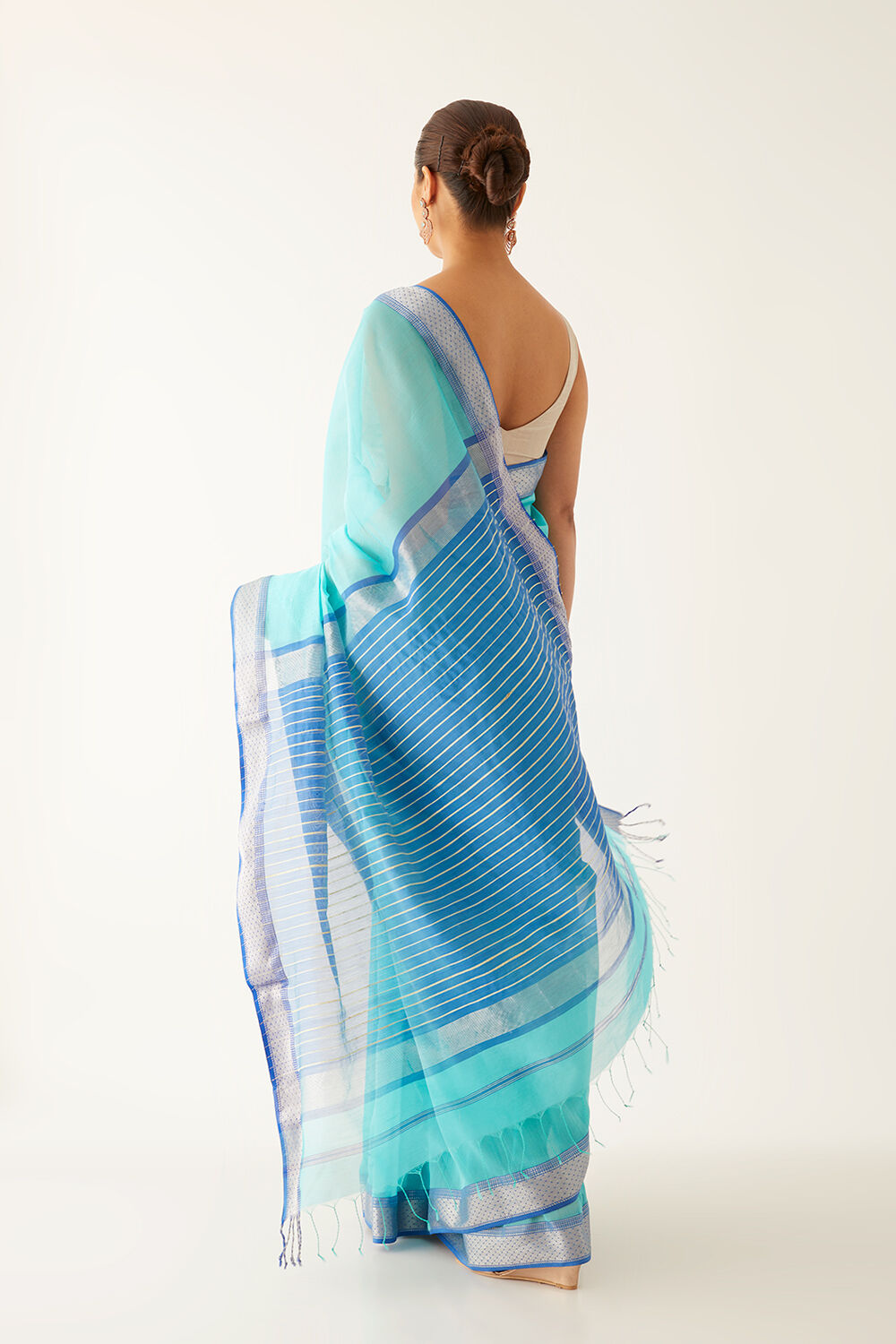 Light Blue Pure Silk Cotton Maheshwari Saree image number null