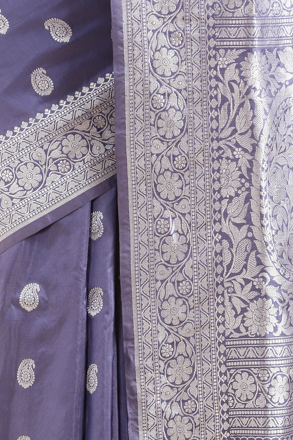 Grey Pure Silk Banarasi Saree image number null