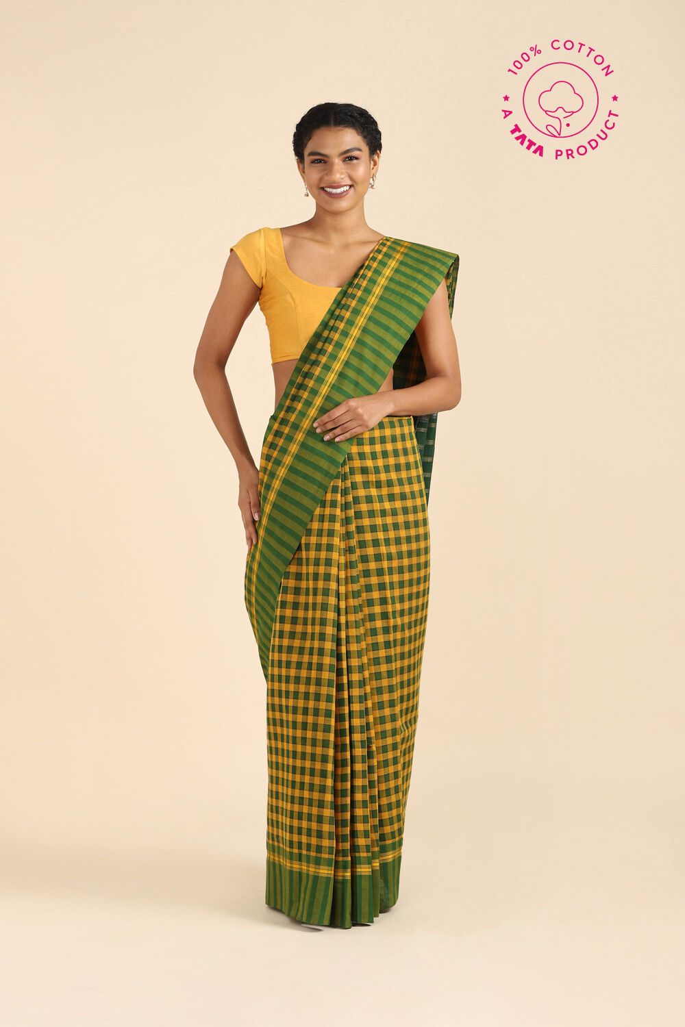 Green Pure Cotton South Saree image number null