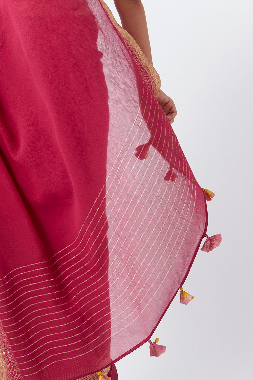 Dark Pink Pure Chiffon Woven Saree image number null