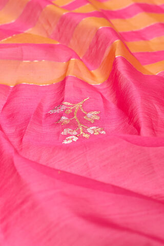 Pink Eknaliya Pure Silk Cotton Chanderi Saree thumbnail image number null