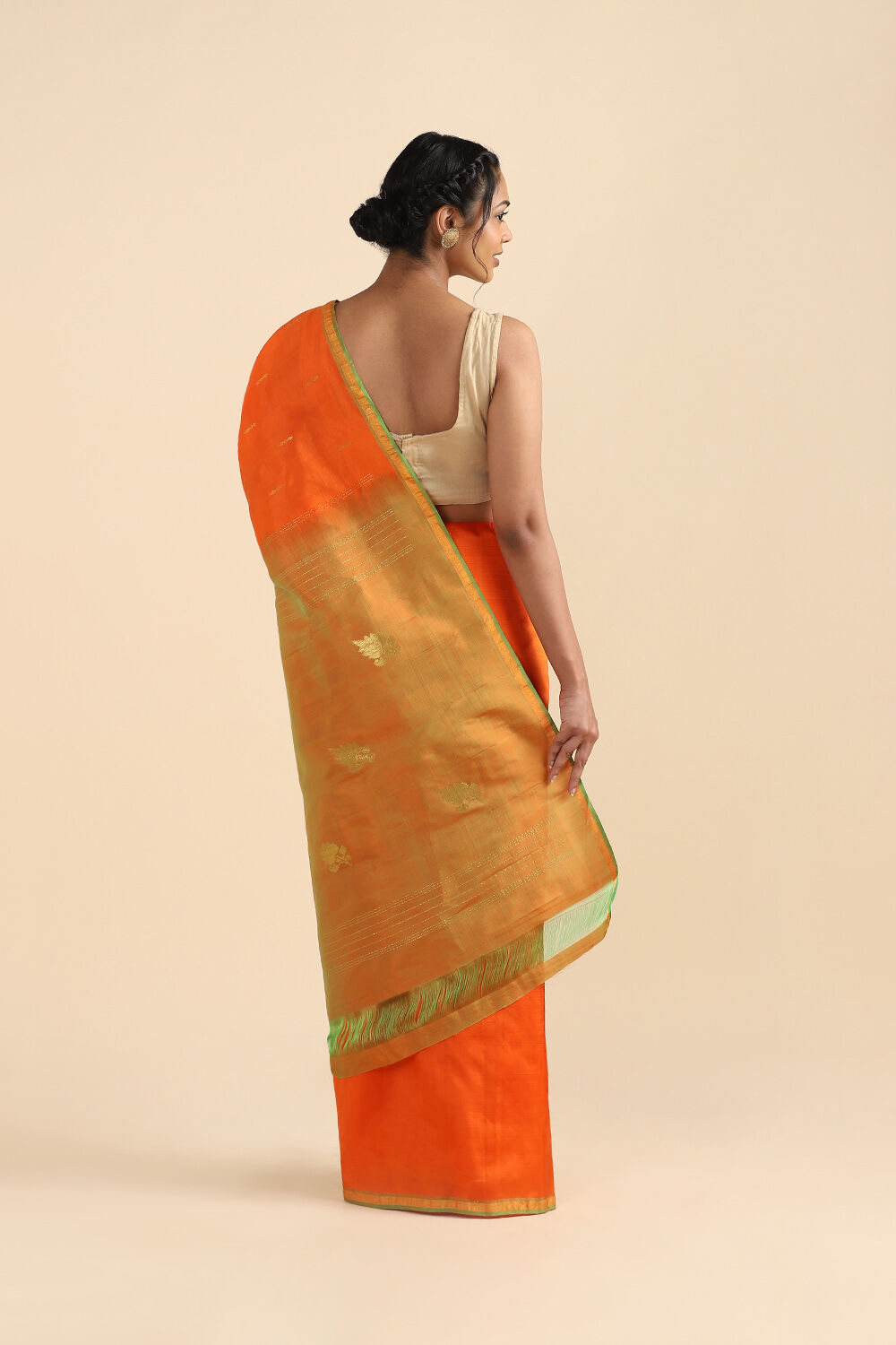 Dark Orange Pure Silk Kanjivaram Saree image number null