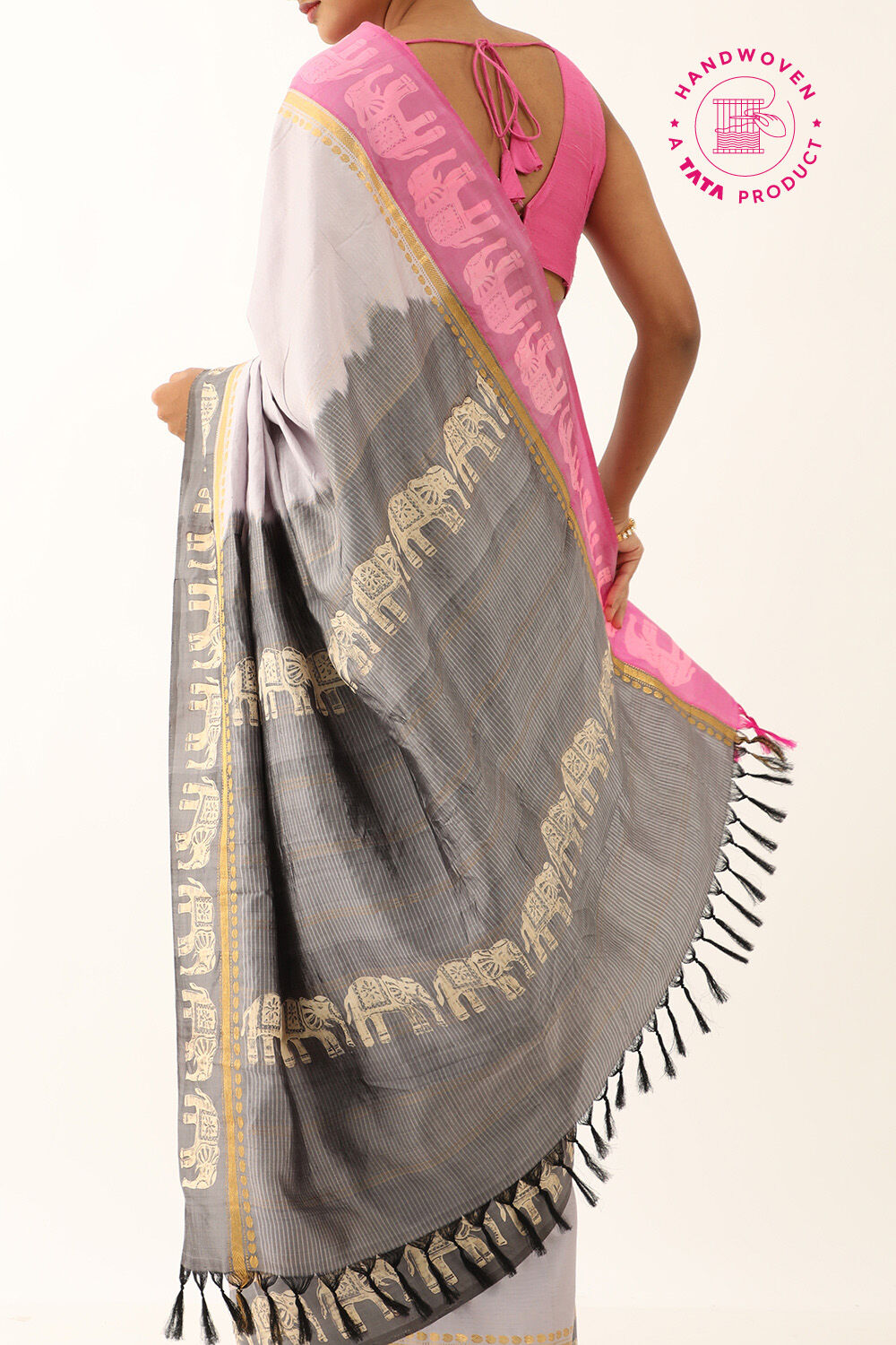 Grey Pure Silk South Printed Saree image number null