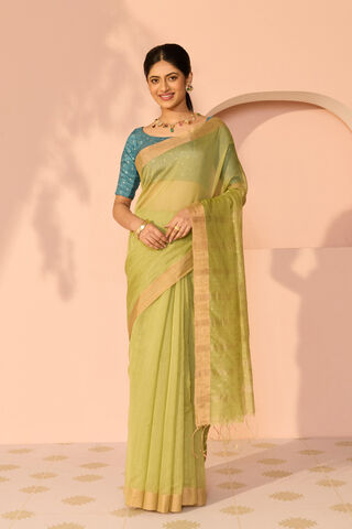 Light Green Bengal Pure Silk Cotton Jamdani Saree thumbnail image number null