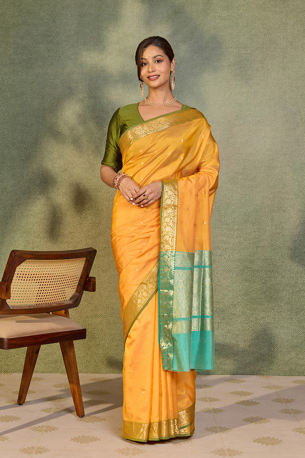 Light Yellow Silk Viscose Cutwork Banaras  Saree image number null
