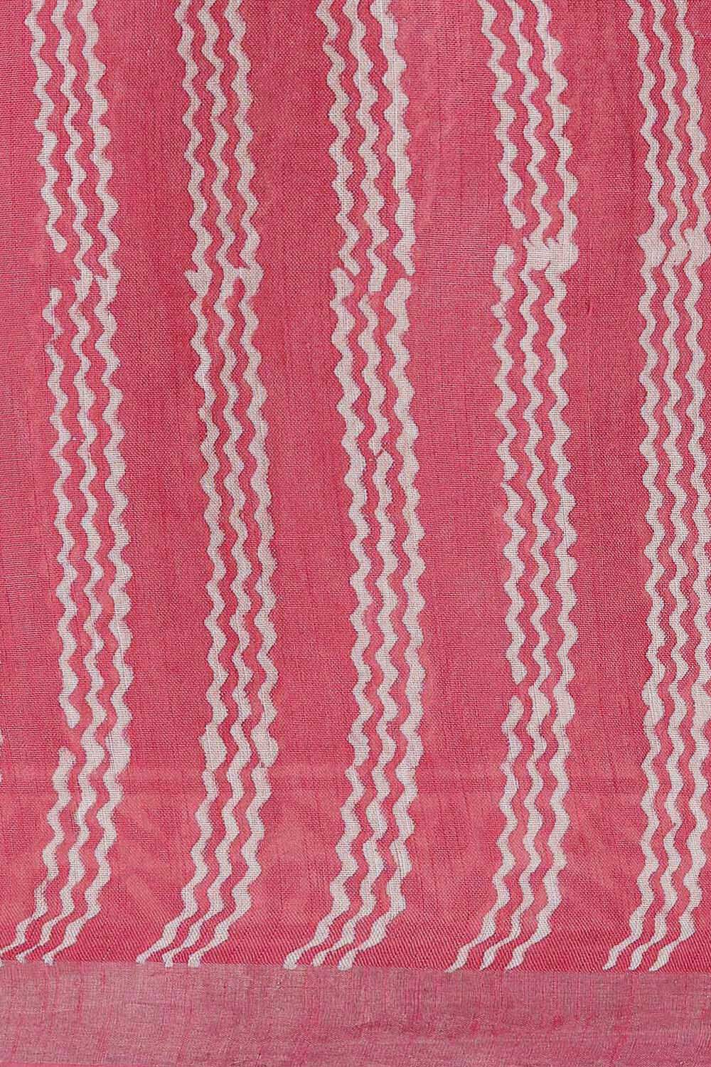 Light Pink Pure Cotton Linen Bagru Printed Saree image number null