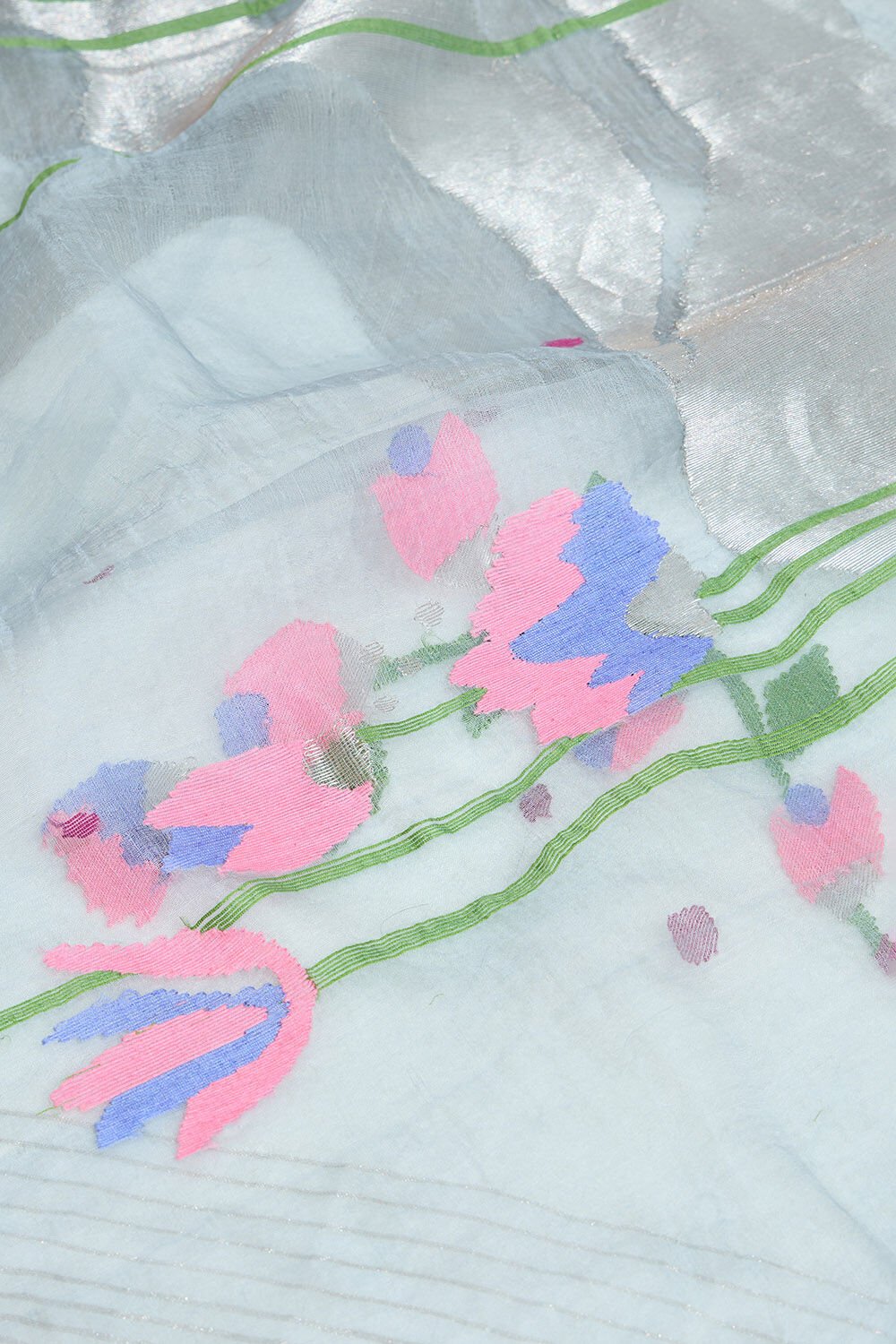Violet Bengal Pure Silk Cotton Jamdani Saree image number null