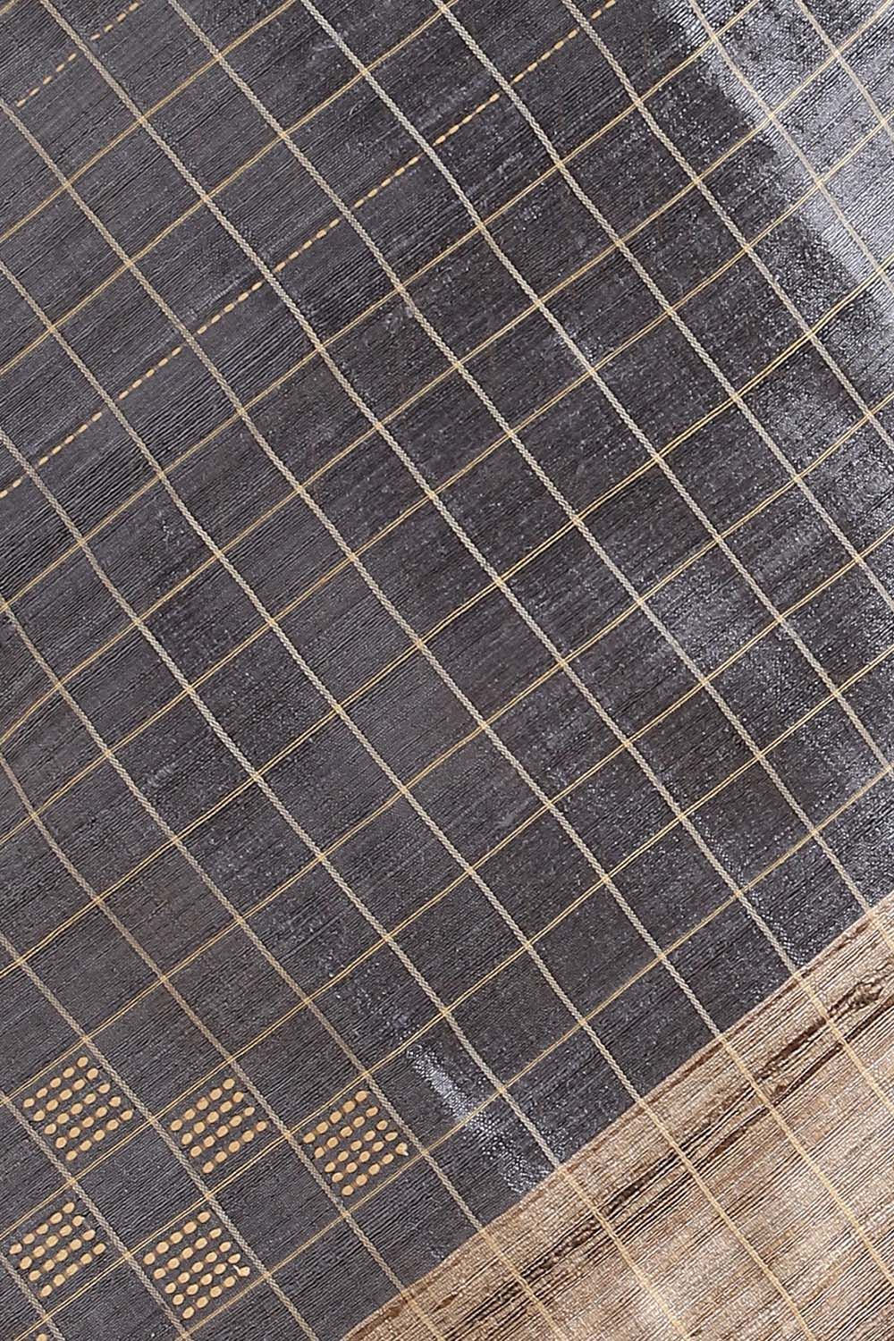 Grey Pure Tussar Silk Bhagalpuri Saree image number null