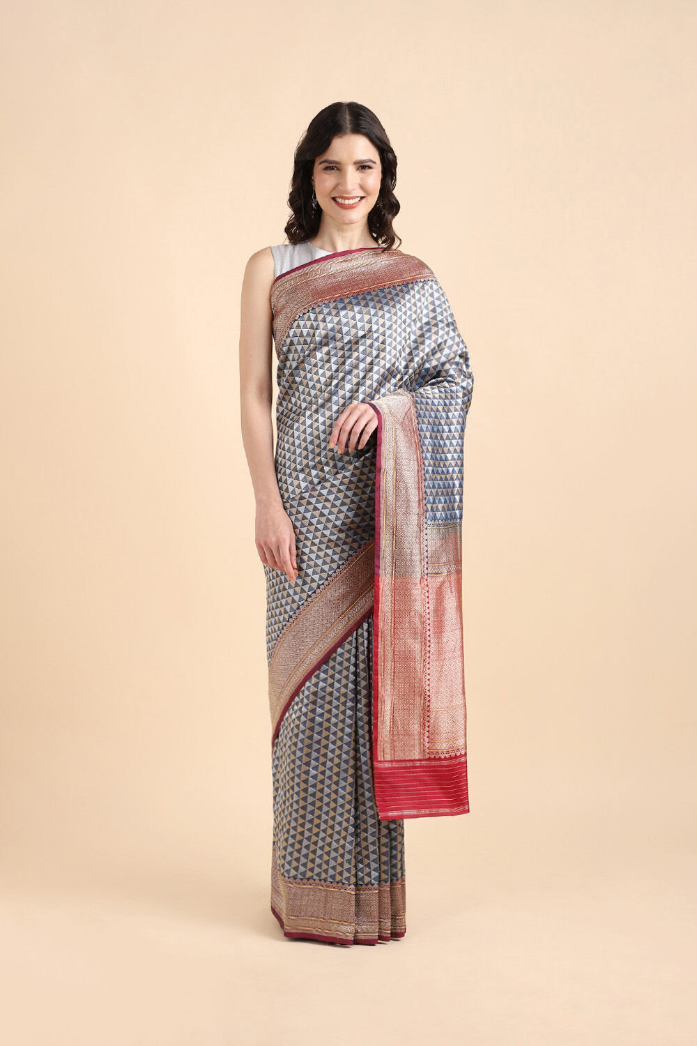 Dark Blue Pure Silk Banarasi Brocade Saree image number null