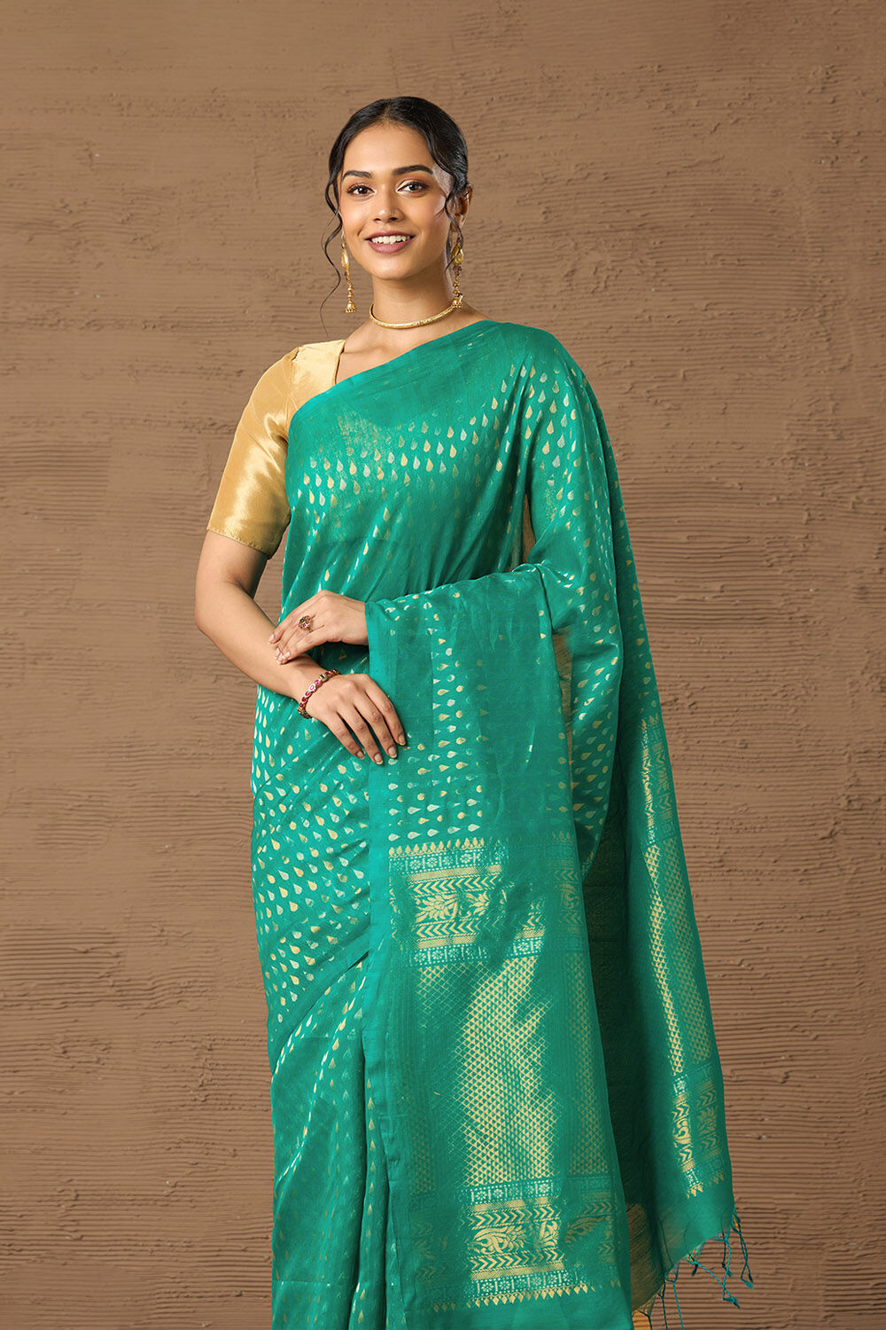 Blue Woven Pure Soft Silk Cotton Saree image number null