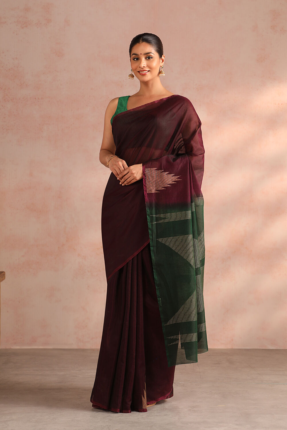 Violet Woven Pure Soft Silk Cotton Saree image number null
