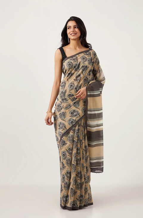 Multicolored Pure Silk Cotton Printed Saree