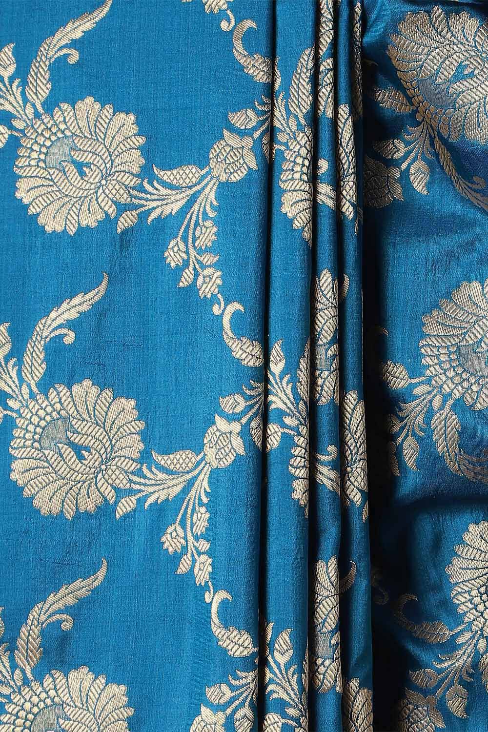 Blue Pure Silk Banarasi Saree image number null