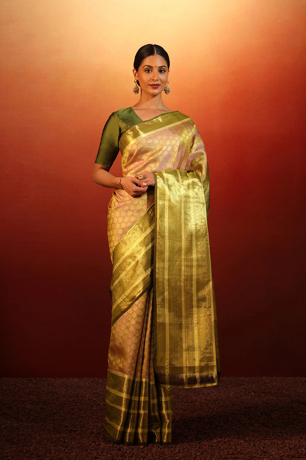Pink Kanjivaram Inspired Design Pure Silk Woven Saree image number null