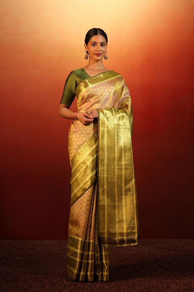 Pink Kanjivaram Inspired Design Pure Silk Woven Saree