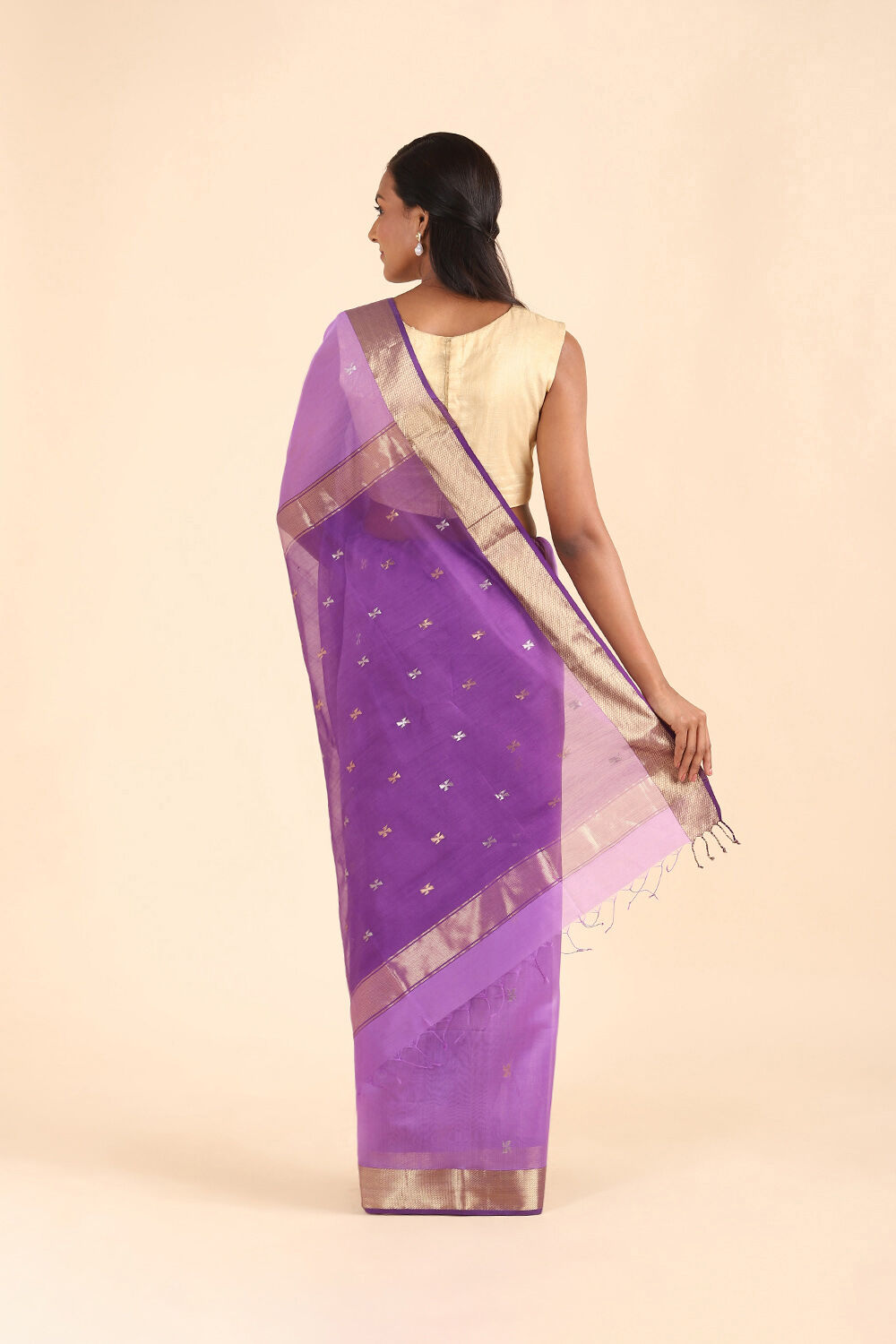 Purple Pure Silk Cotton Maheshwari Saree image number null