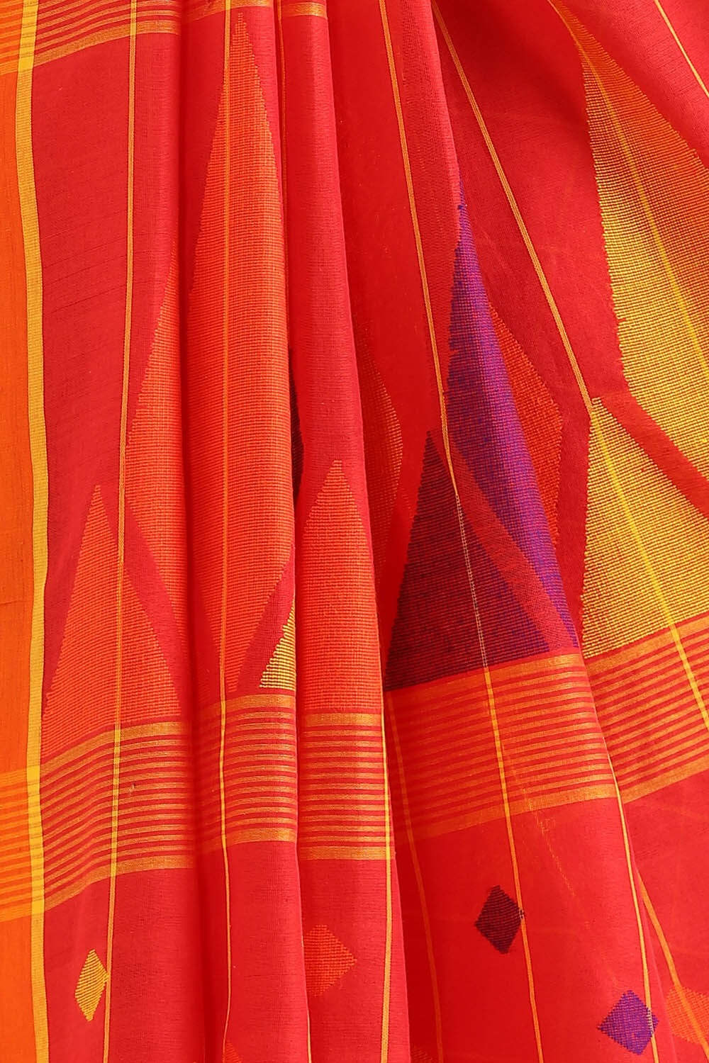 Red Pure Cotton Jamdani Saree image number null