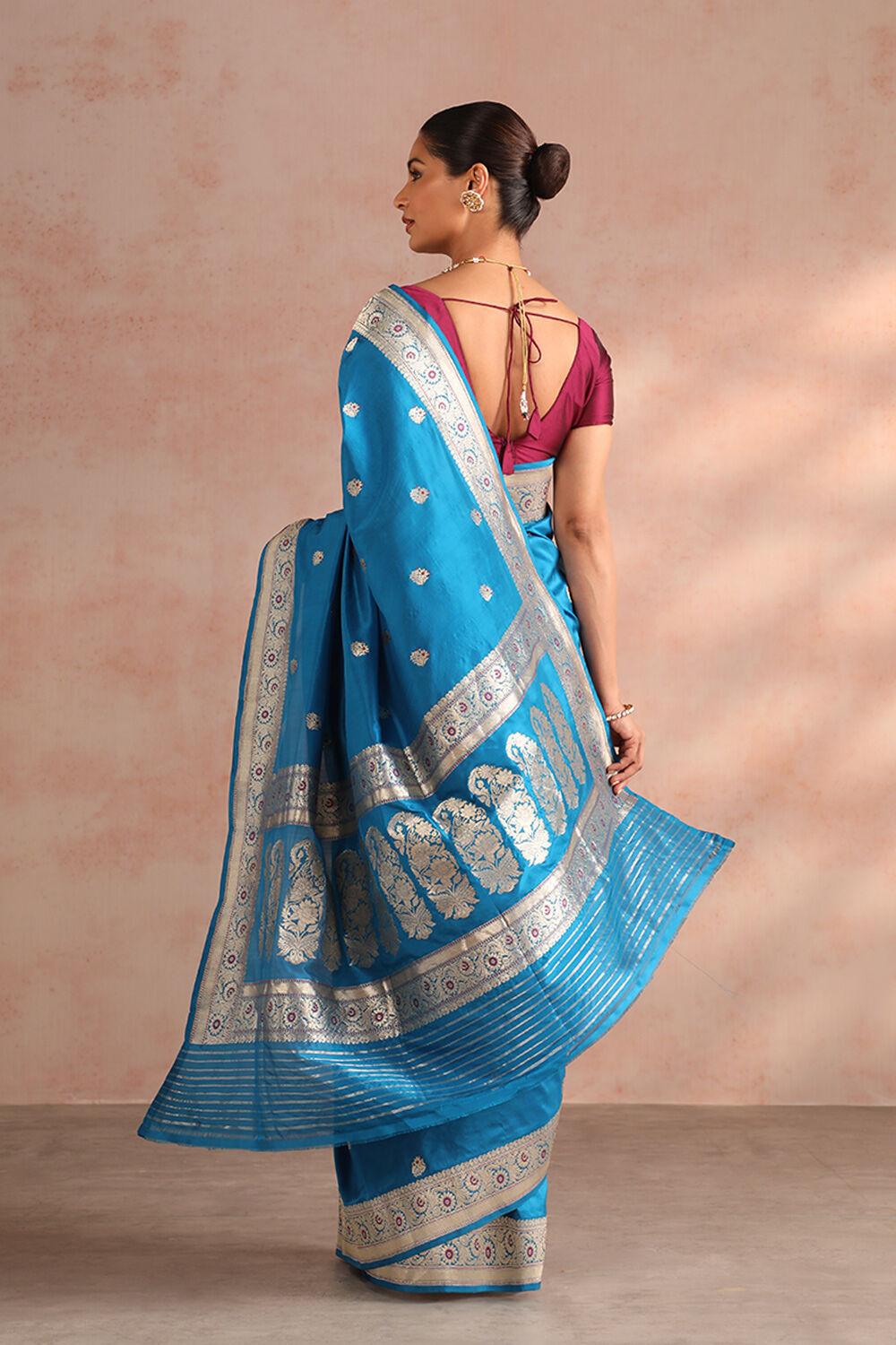 Blue Pure Silk Kadwa Banarasi Saree image number null