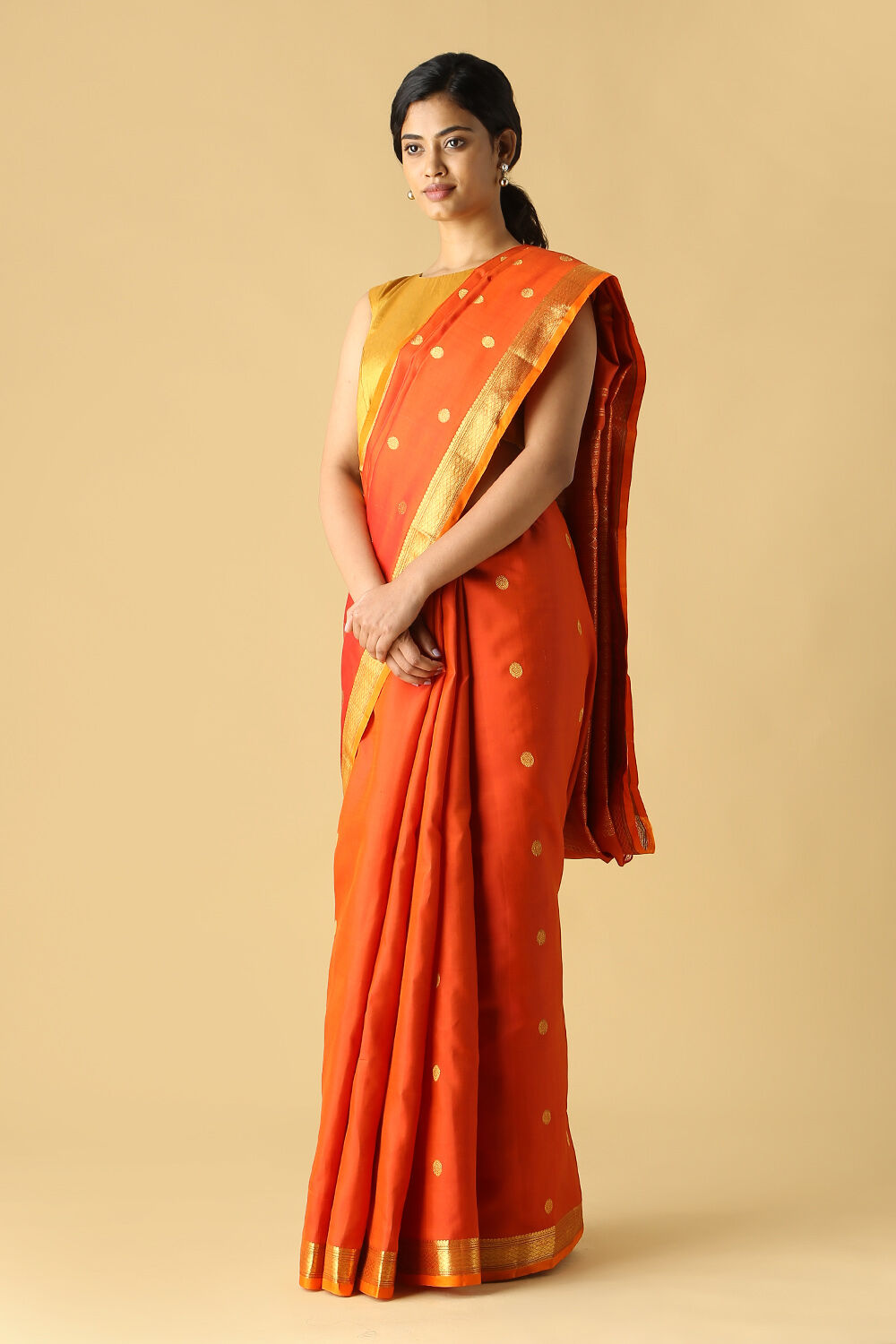 Orange Pure Silk Kanjivaram Saree image number null