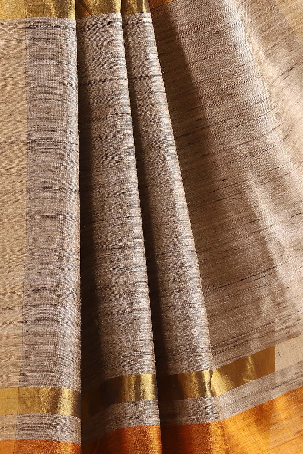 Light Orange Pure Tussar Silk Bhagalpuri Saree image number null