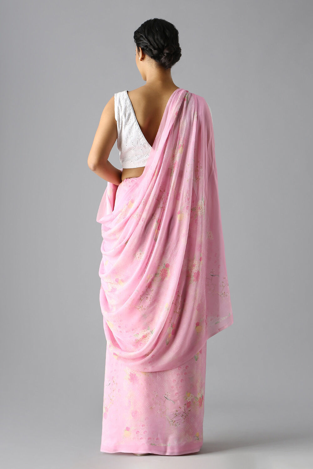 Light Pink Viscose Crepe Digital Printed Saree image number null