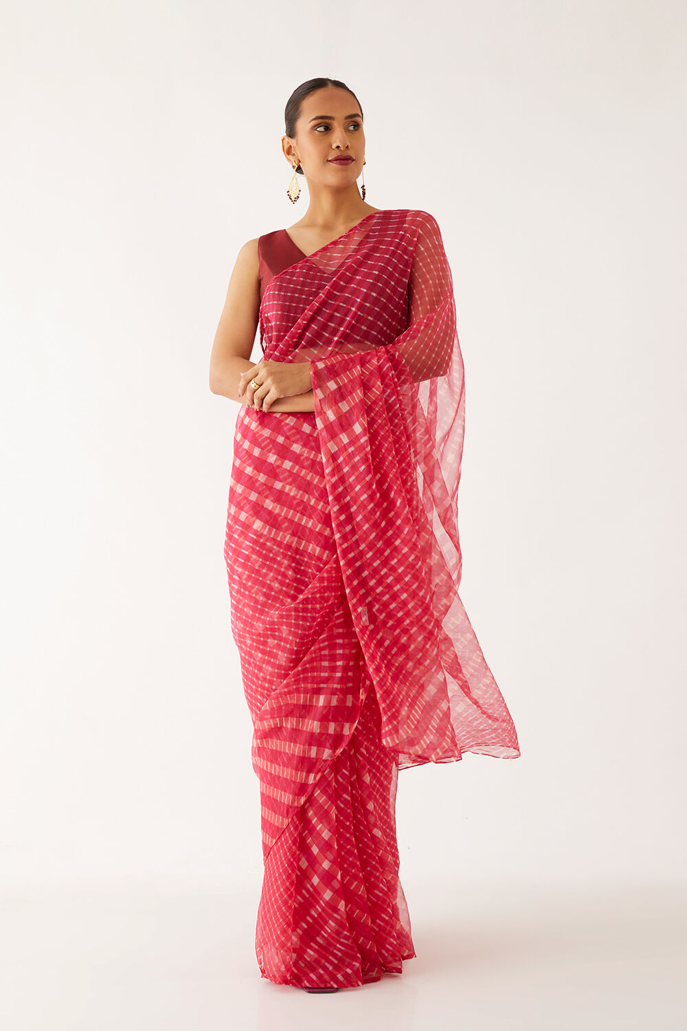 Pink Pure Georgette Leheriya Saree image number null