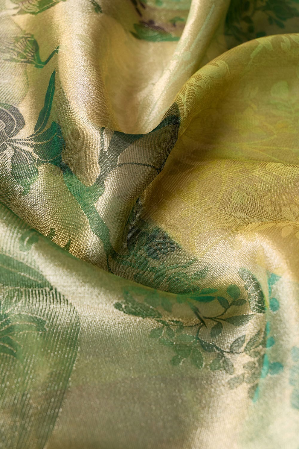 Green Printed Viscose Tissue Saree image number null