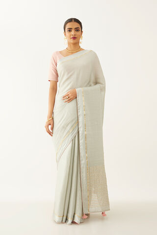 Grey Pure Silk Crepe Woven Saree image number