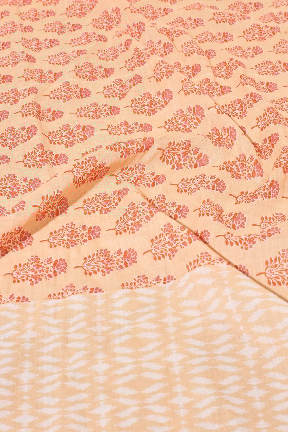 Beige Screen Printed Bengal Pure Mulmul Cotton Saree image number null