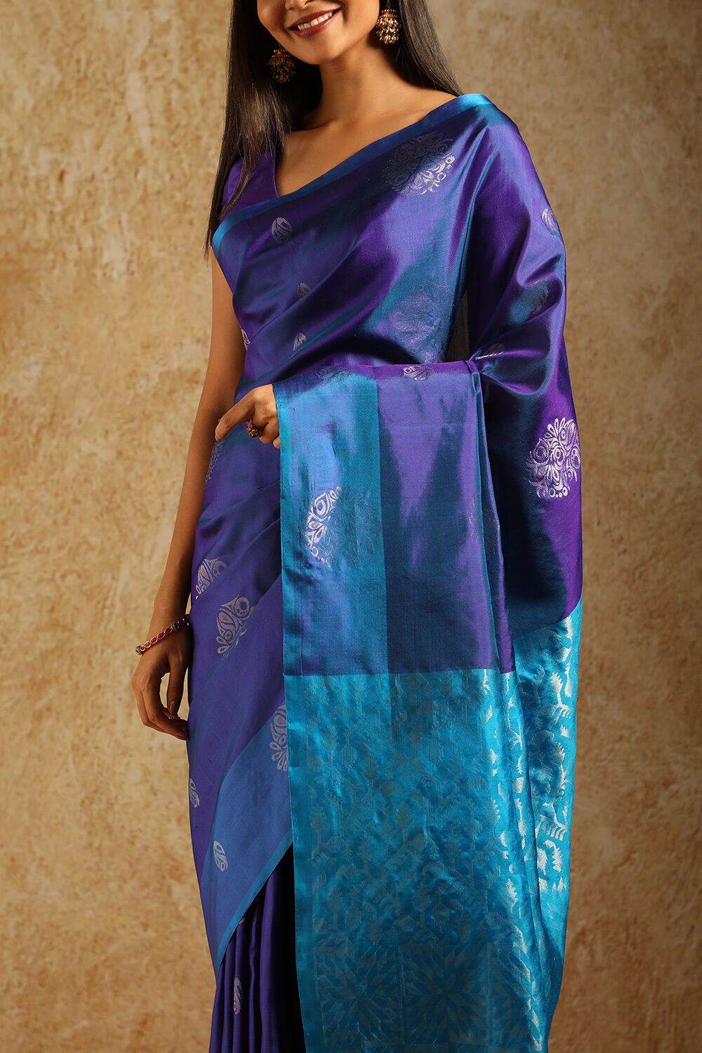 Blue South Pure Silk Woven Saree image number null