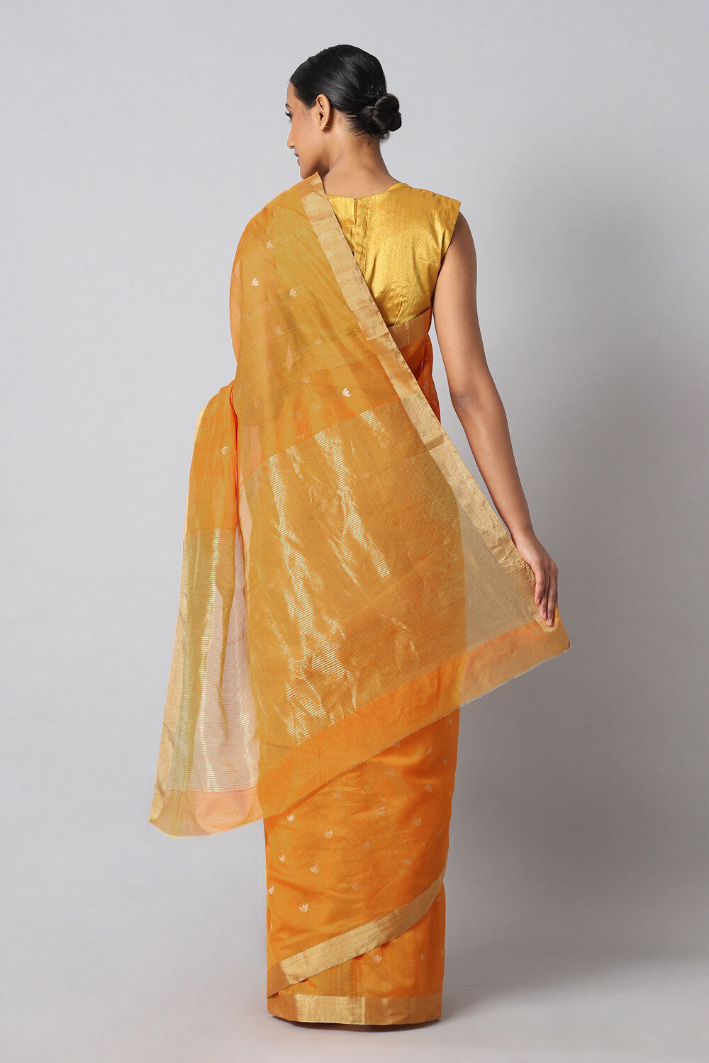Orange Pure Silk Cotton Chanderi saree image number null