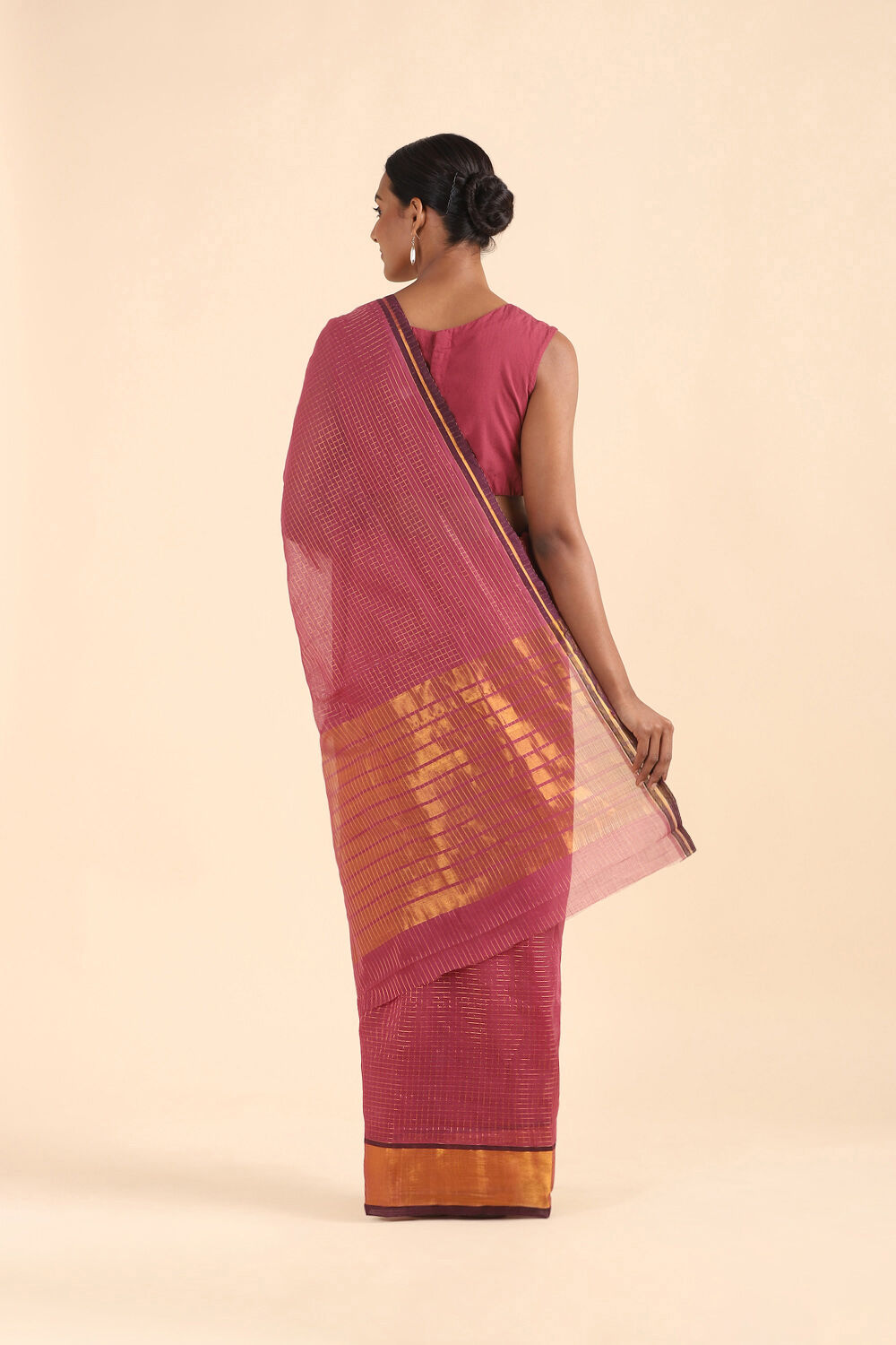 Dark Pure Pink Cotton Venkatgiri Saree image number null