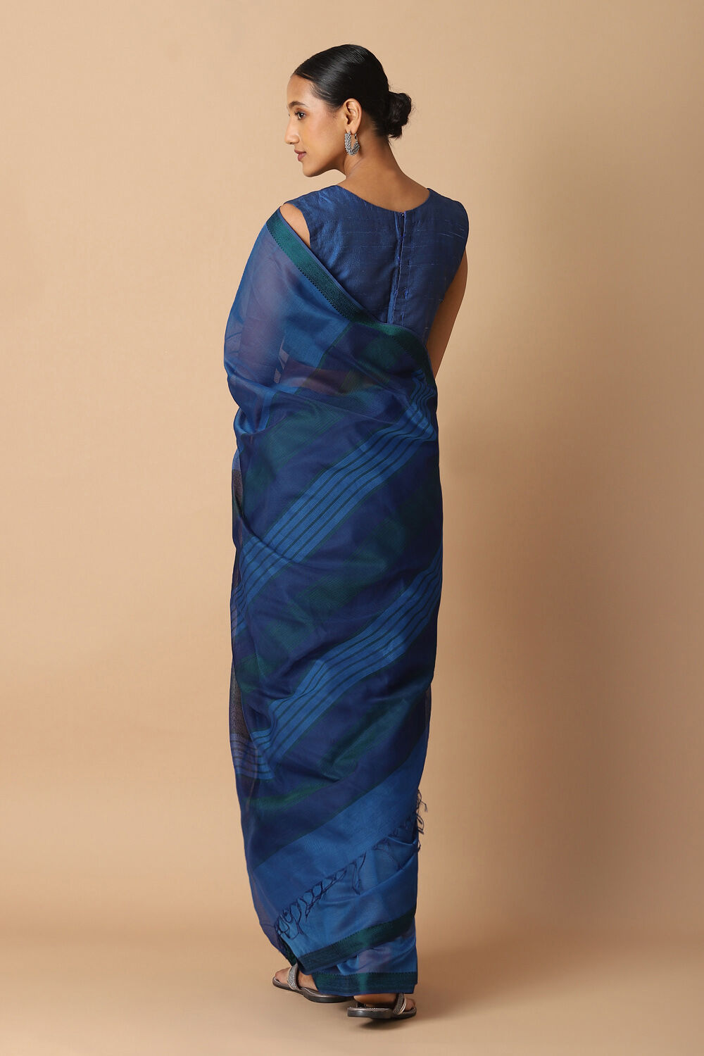 Blue Pure Silk Cotton Maheswari Saree image number null