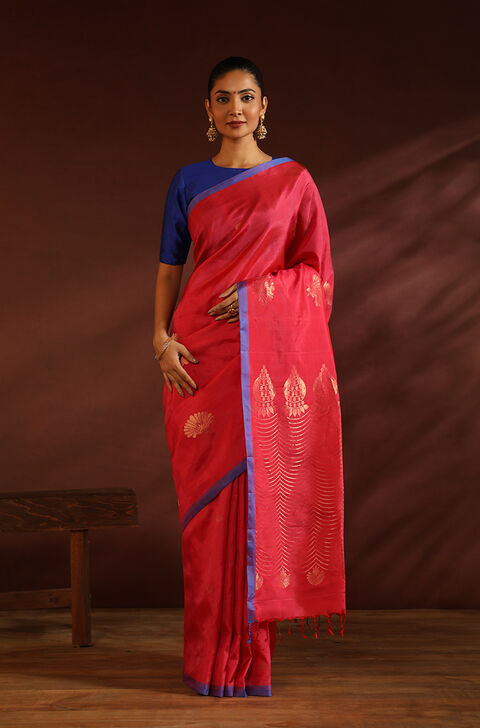 Red South Pure Silk Woven Saree