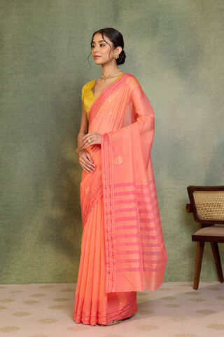 Orange Woven Pure Silk Cotton Chanderi Saree thumbnail image number null