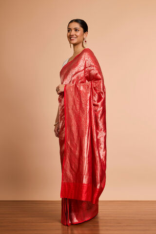 Red Pure Silk Brocade Banaras Saree thumbnail image number null