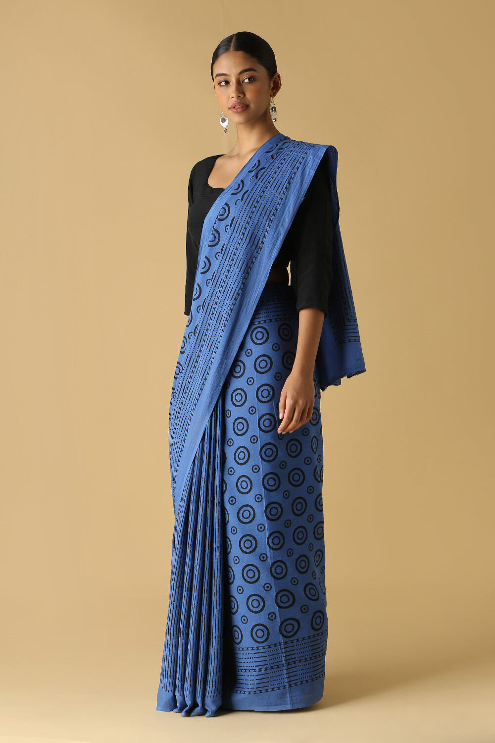 Blue Pure Cotton Printed Saree image number null