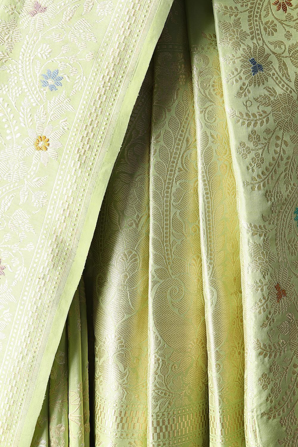 Light Green Pure Silk Banarasi Saree image number null