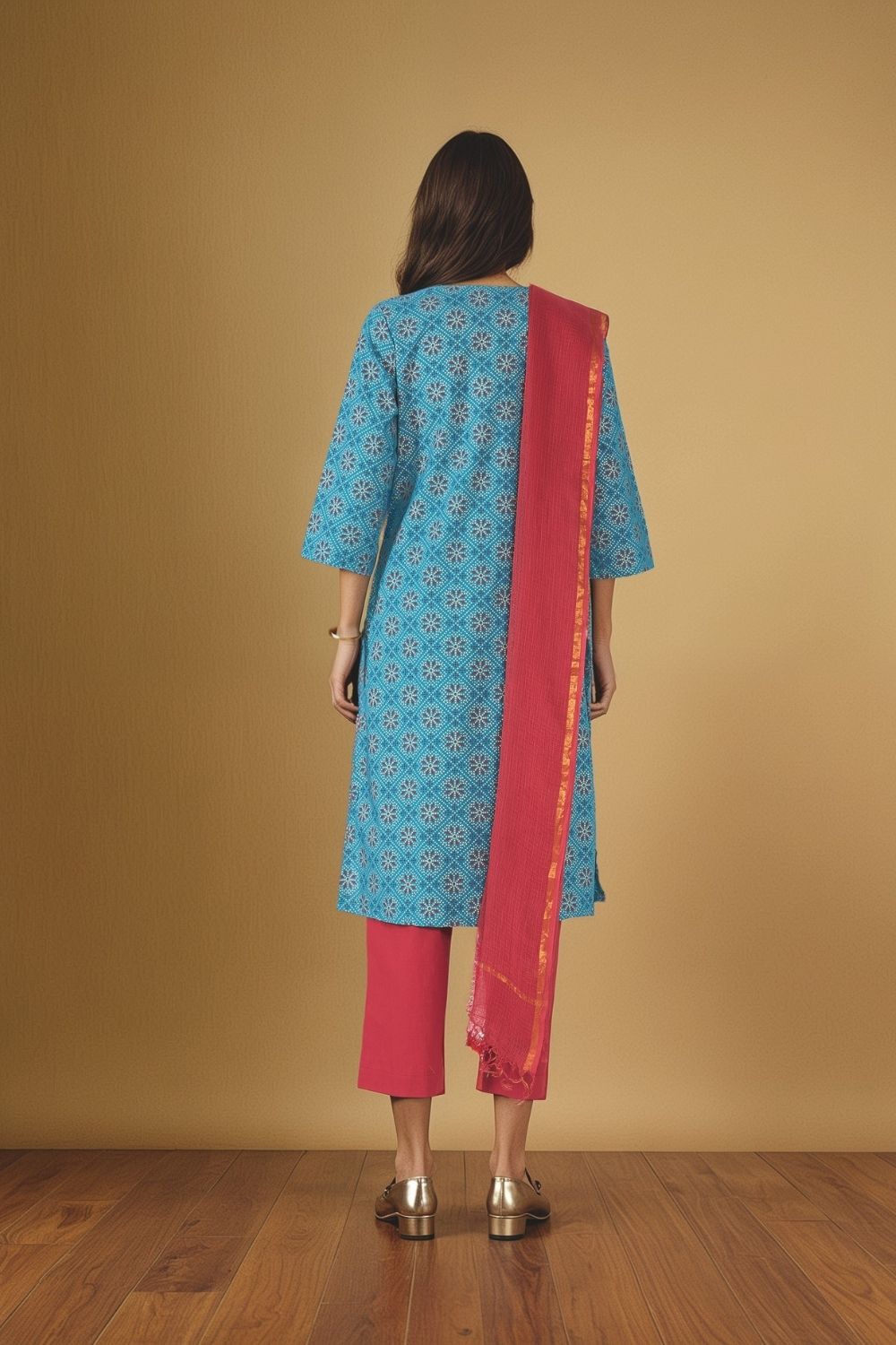 Blue Pure Cotton Screen Printed Kurta Set image number null