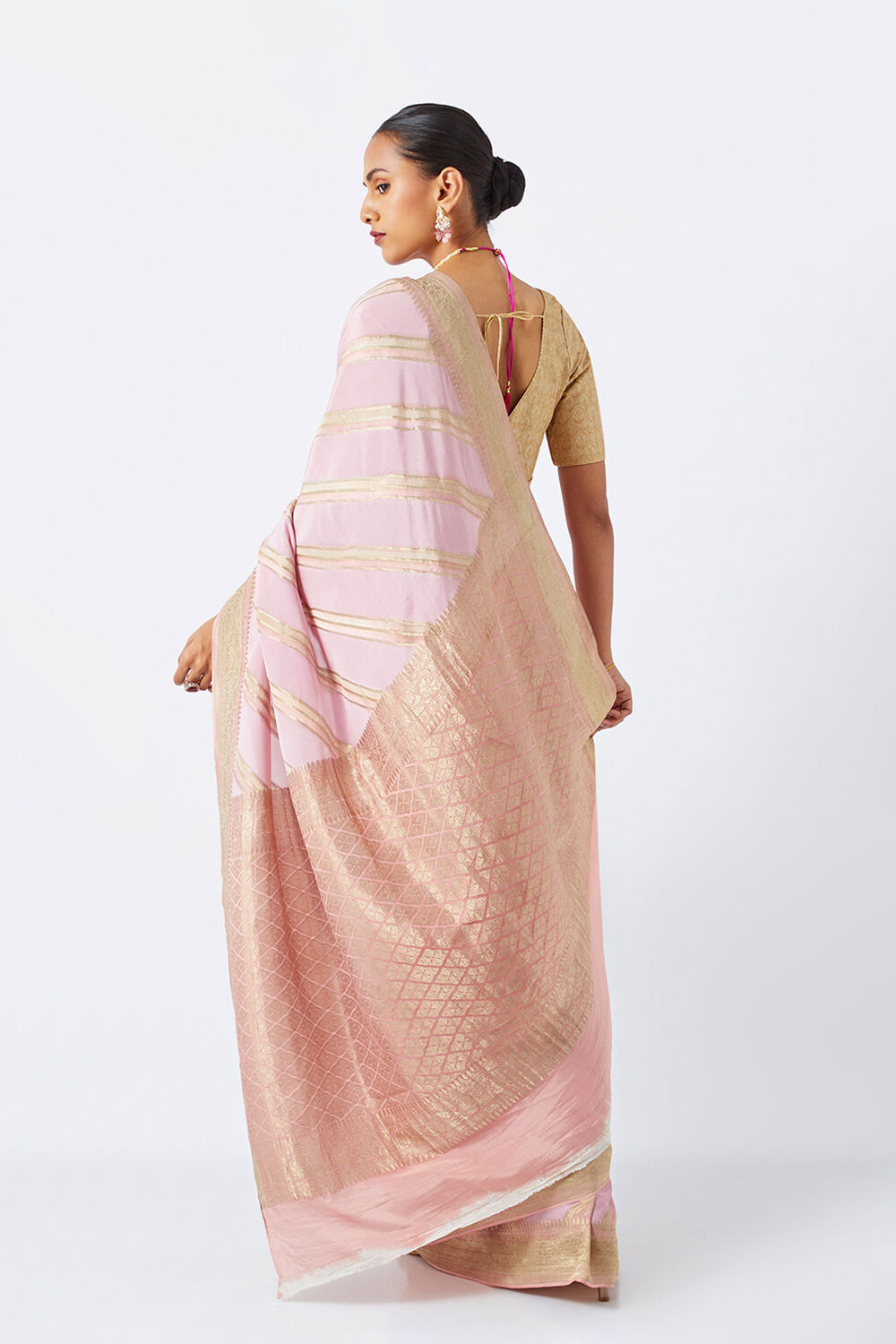 Light Pink Pure Crepe Embroidered Saree image number null
