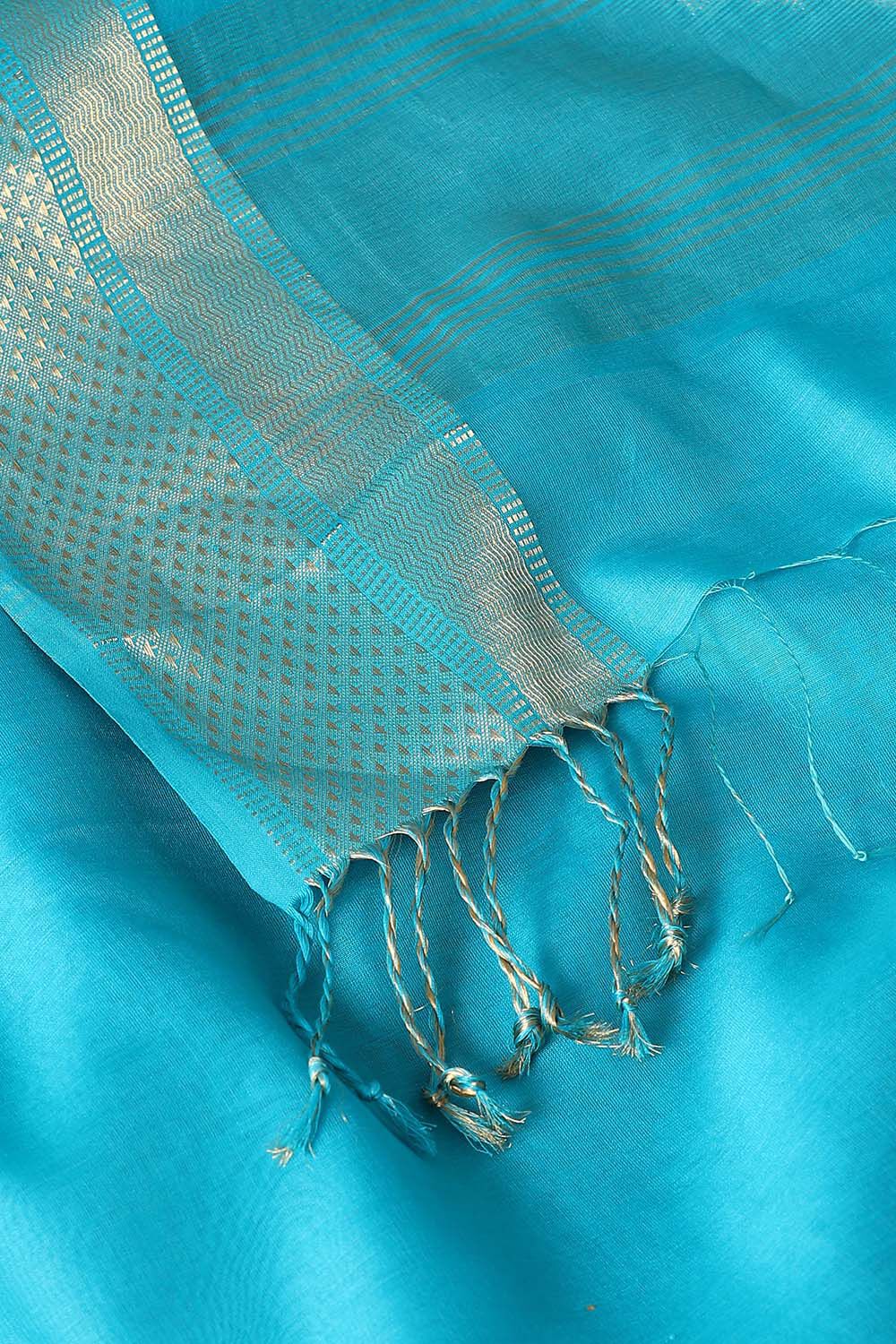 Light Blue Pure Silk Cotton Maheswari Saree image number null