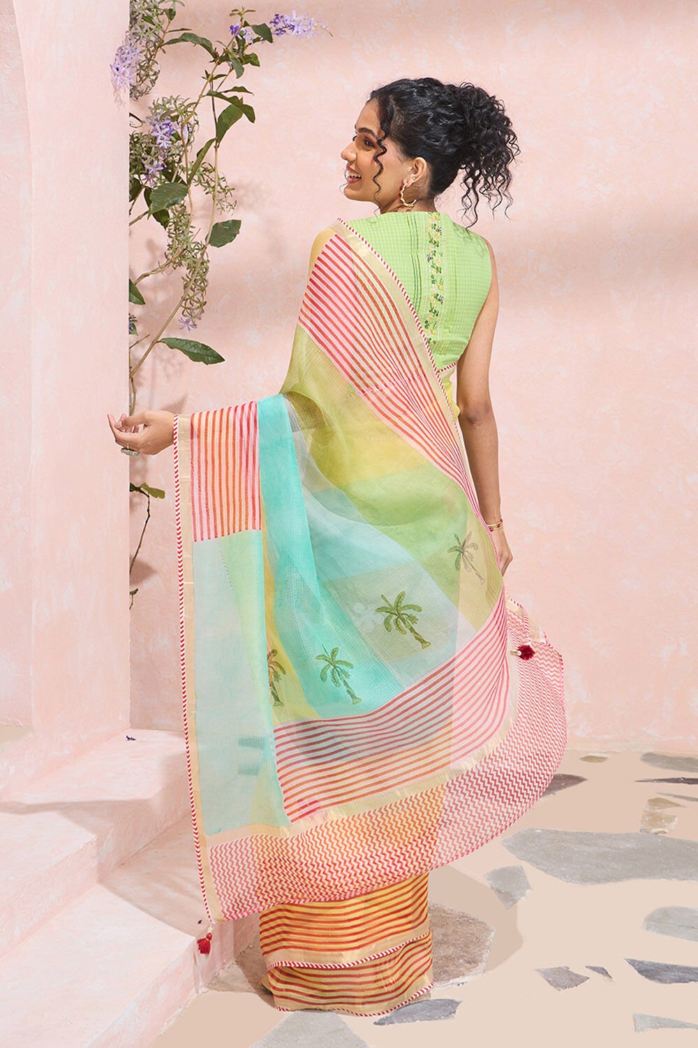 Multi Rajasthan Pure Silk Kota Printed Sanganeri Saree image number null