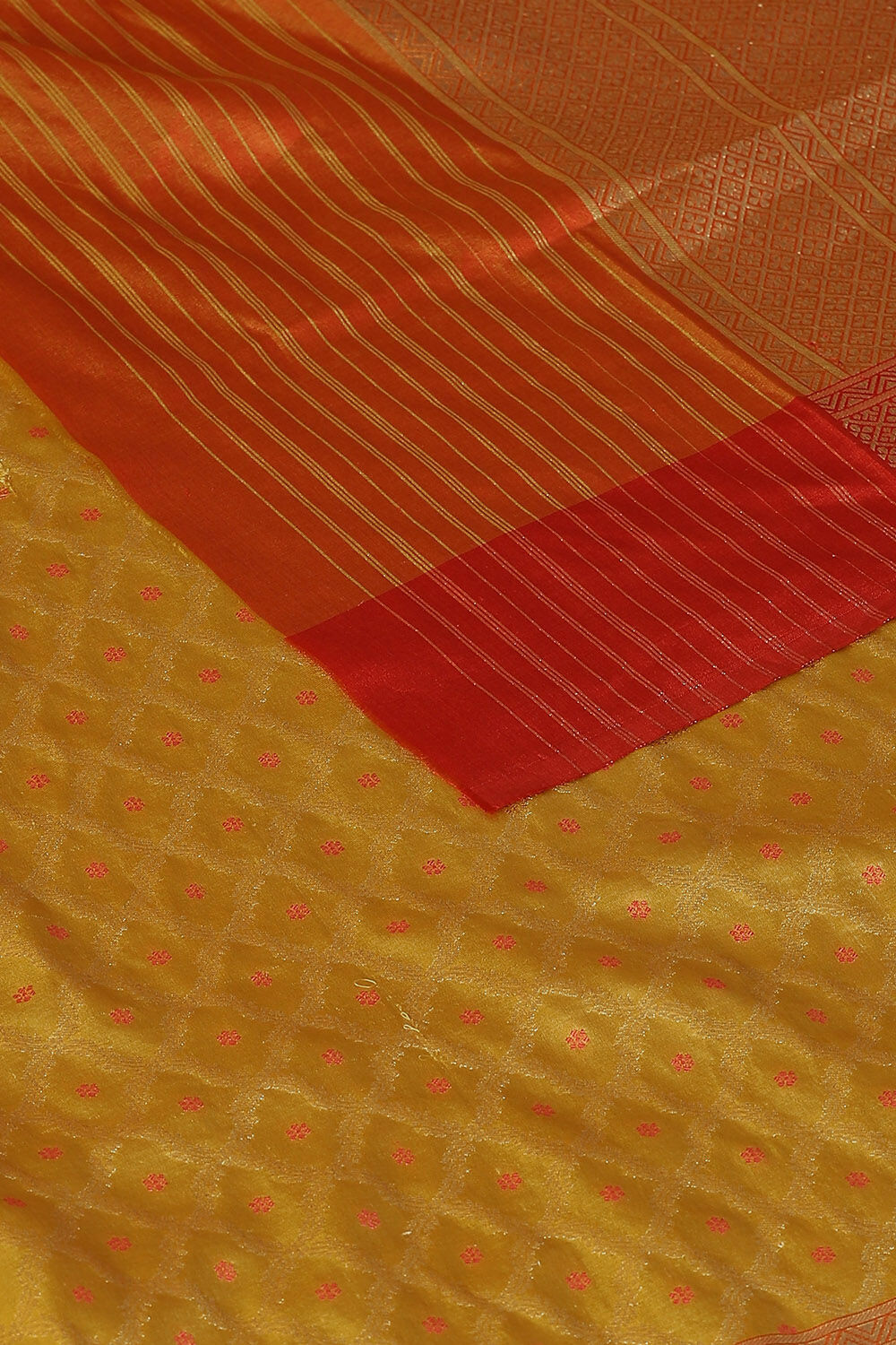 Dark Yellow Pure Silk Banarasi Saree image number null