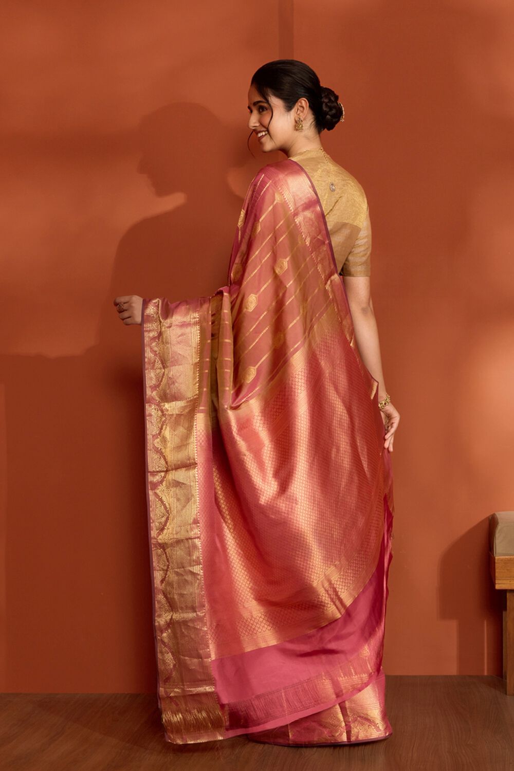 Brown Woven Apsara Silk Viscose Saree image number null