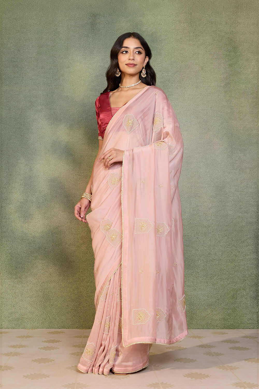 Light Pink Pure Viscose Embroidered Saree image number null