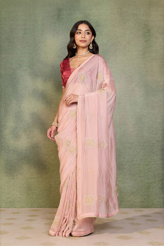 Light Pink Pure Viscose Embroidered Saree thumbnail image number null