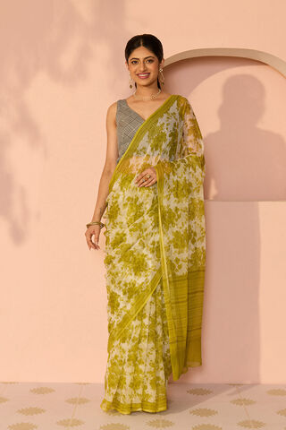 Green Screen Printed Viscose Chiffon Saree thumbnail image number null