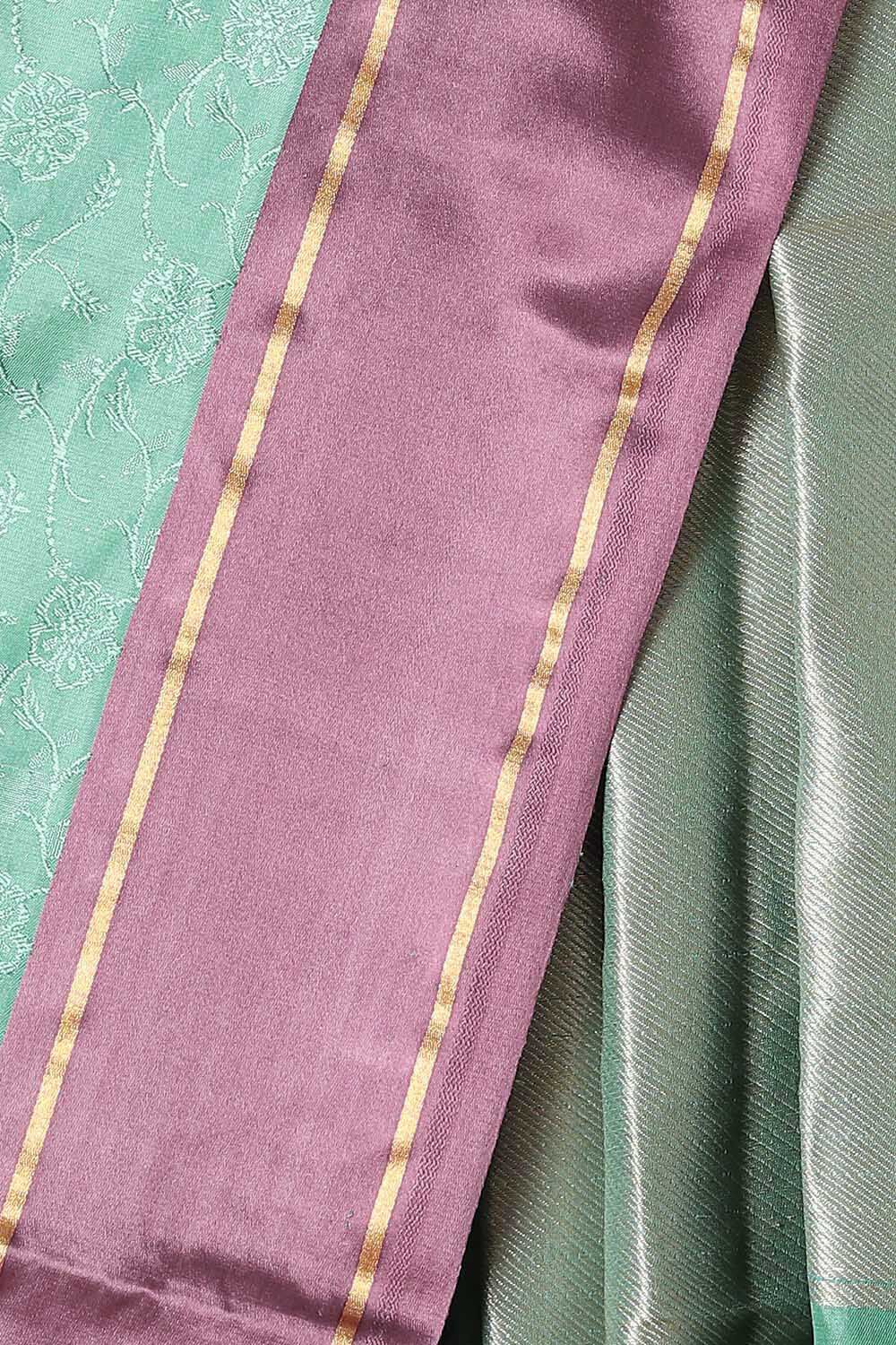 Light Green Pure Silk Banarasi Tanchoi Saree image number null