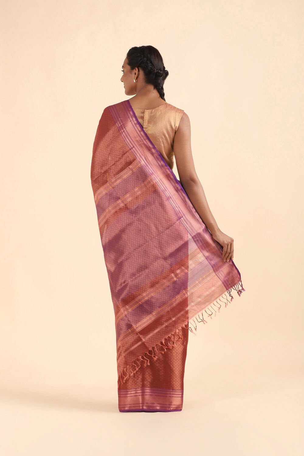 Dark Pink Pure Silk Cotton Maheswari Brocade Saree image number null
