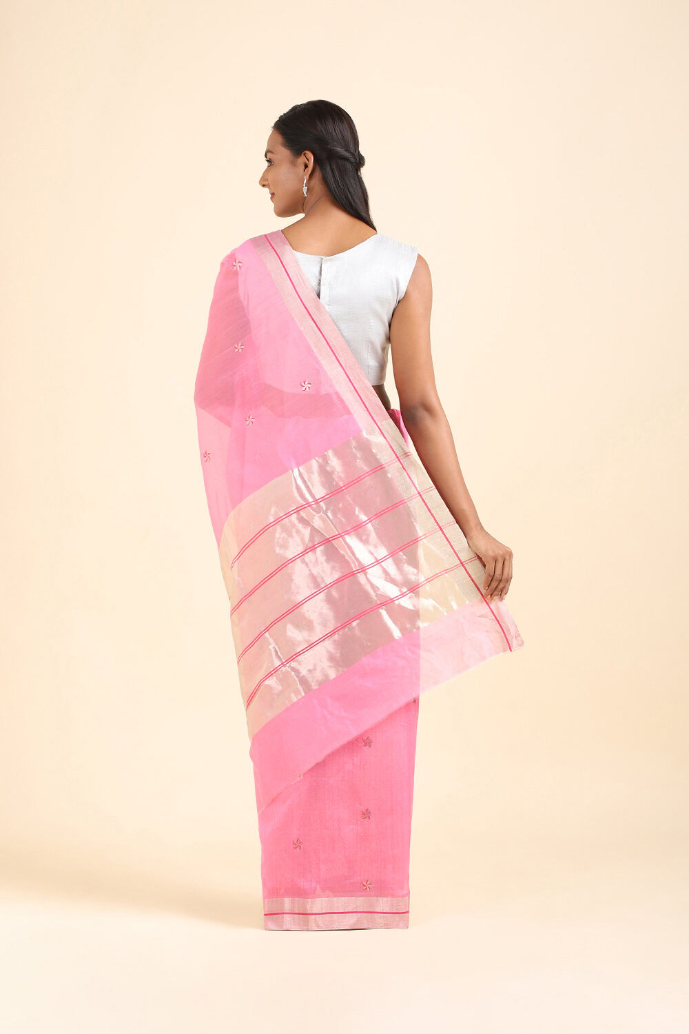 Light Pink Pure Silk Cotton Chanderi saree image number null
